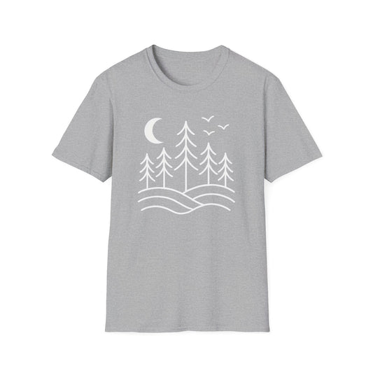 Minimalist Pines Under The Moon T-shirt
