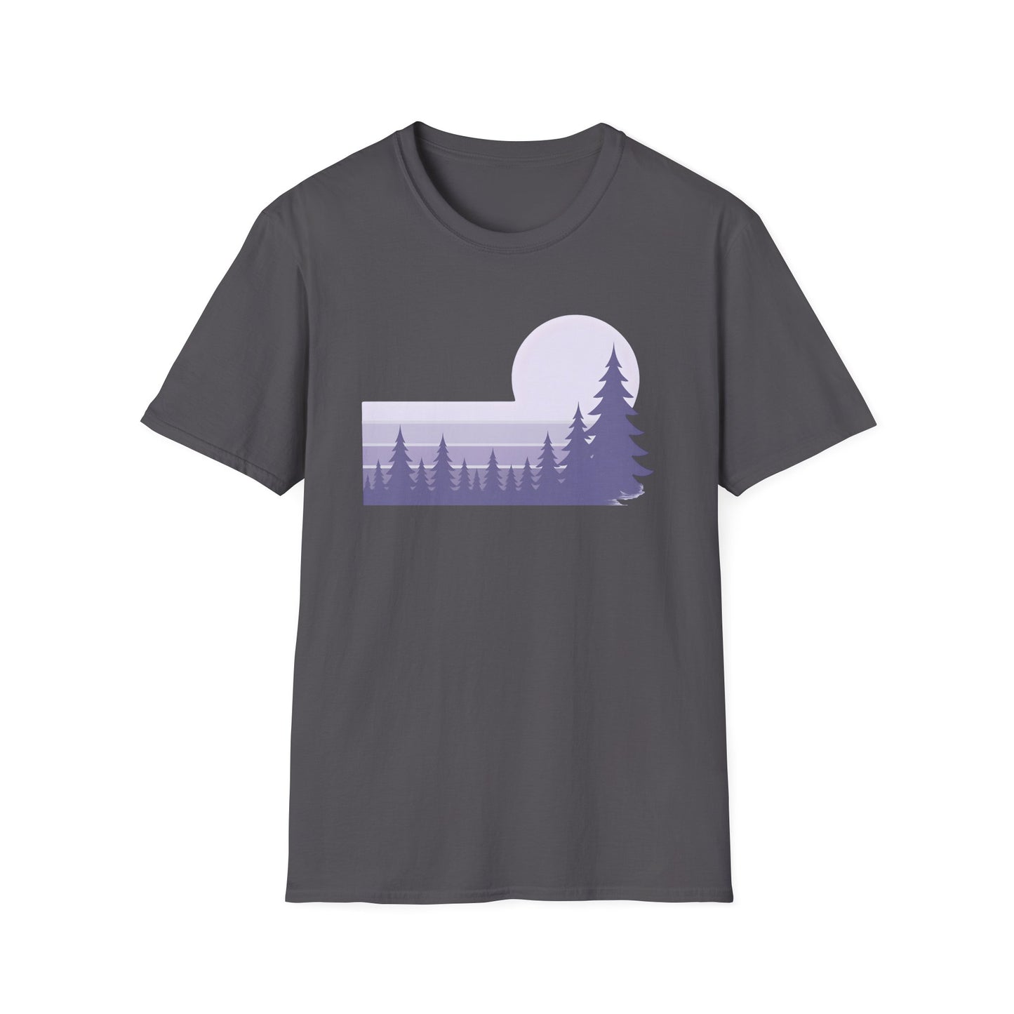 Retro Lilac Sunset Over Pines T-shirt