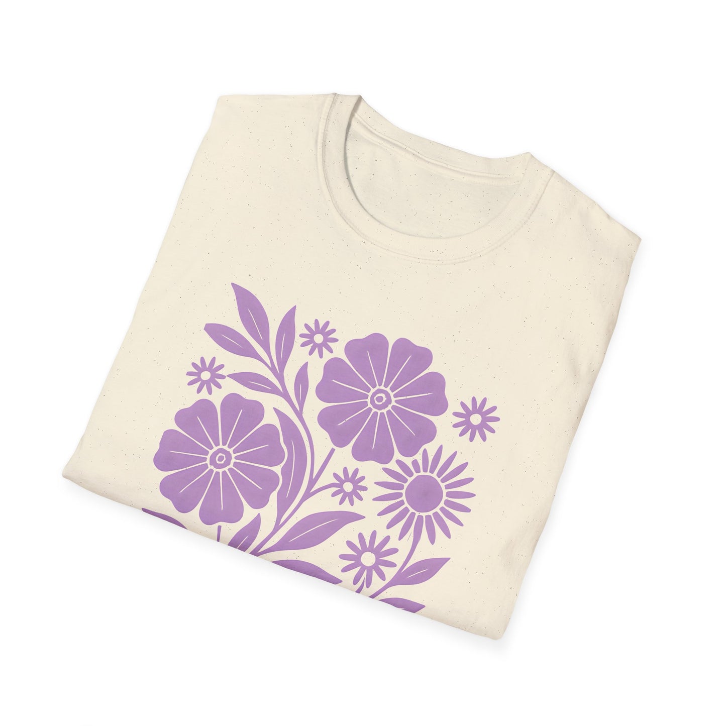 Flower Gathering Lavender Ink Print T-shirt
