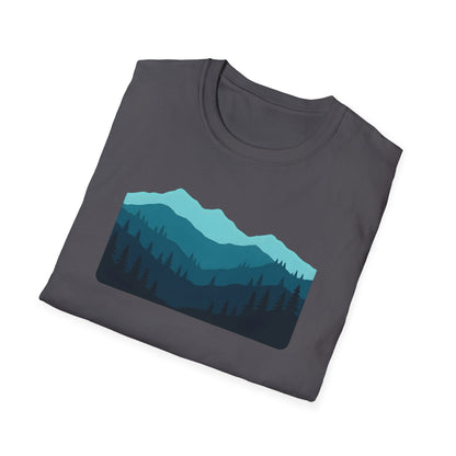 Layered Teal Mountain Landscape T-shirt
