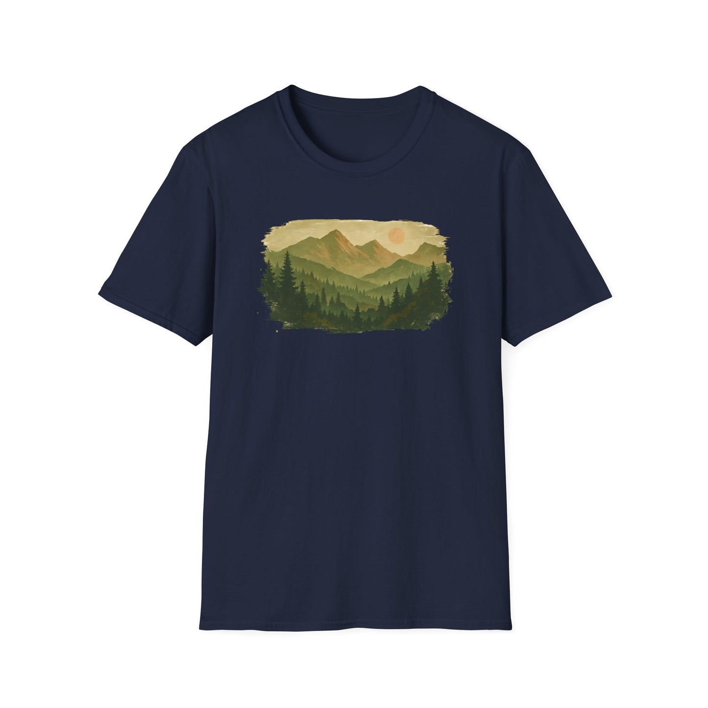 Brushstroke Green Mountain Landscape T-shirt