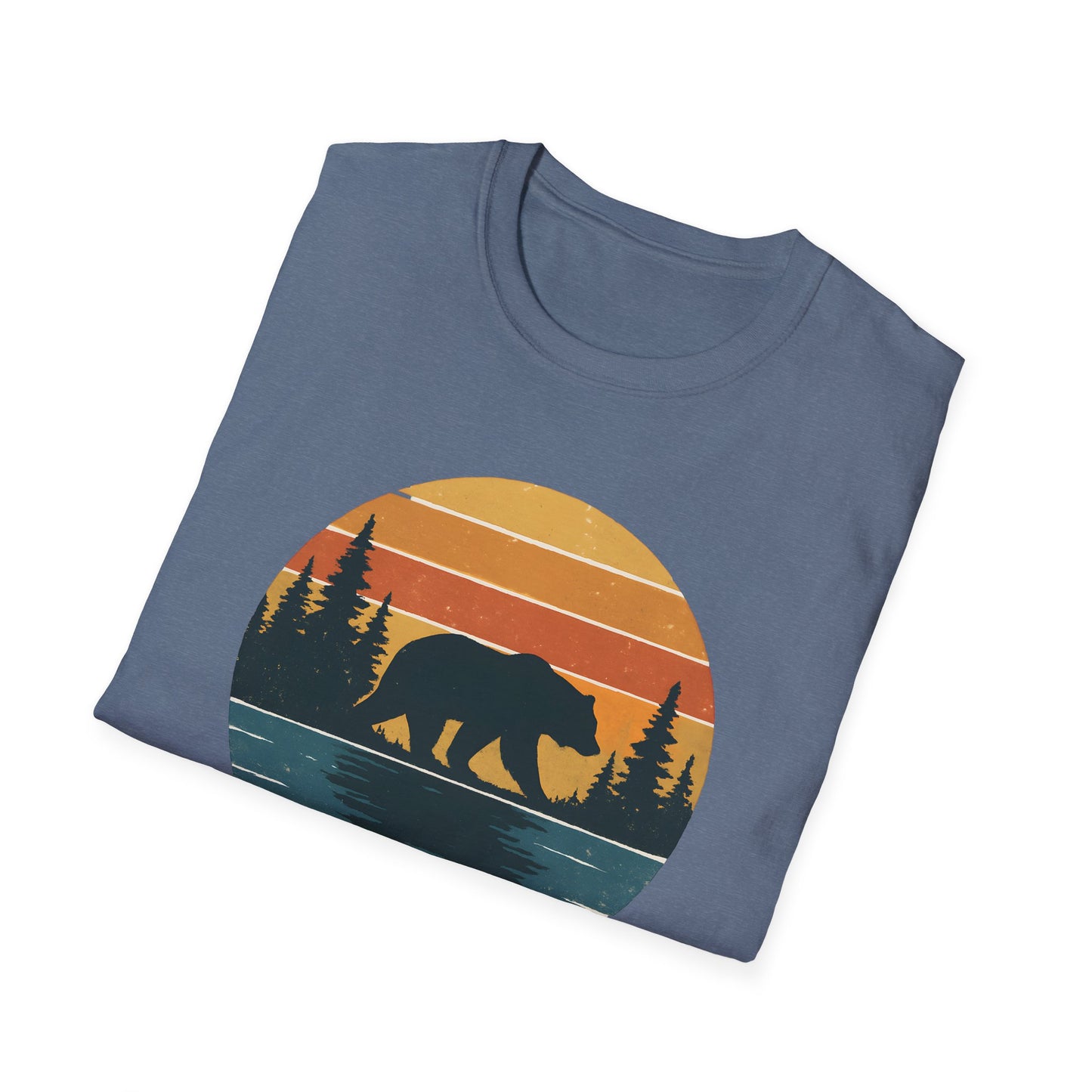 Bear Strolling In Retro Sunset T-shirt