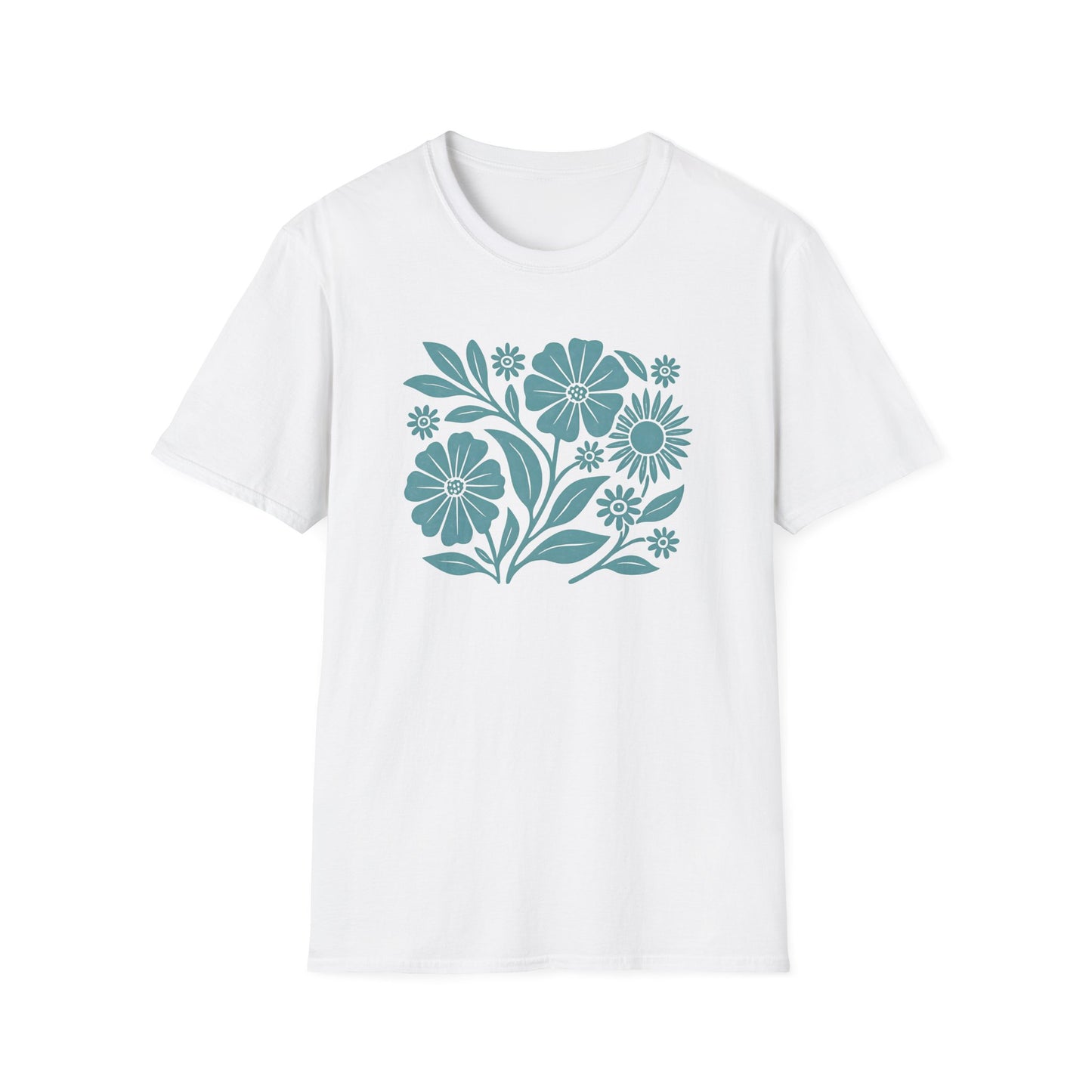 Flower Gathering Ink Print T-shirt