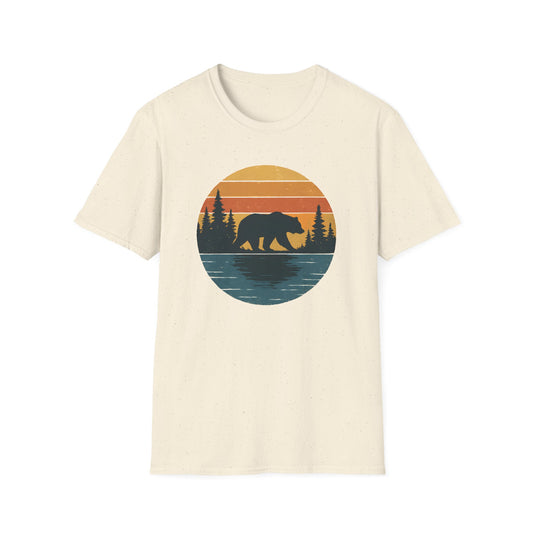 Bear Strolling In Retro Sunset T-shirt