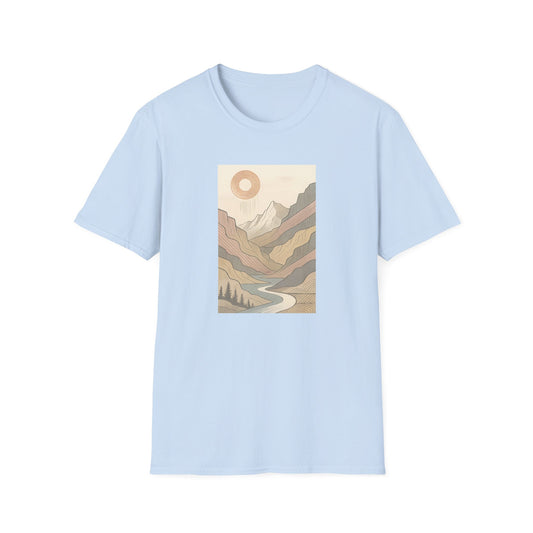 Deep Sun Over Geometrical Mountain Valley T-shirt