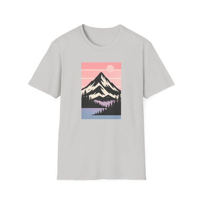 Retro Mountain Peak Pink Sunset T-shirt