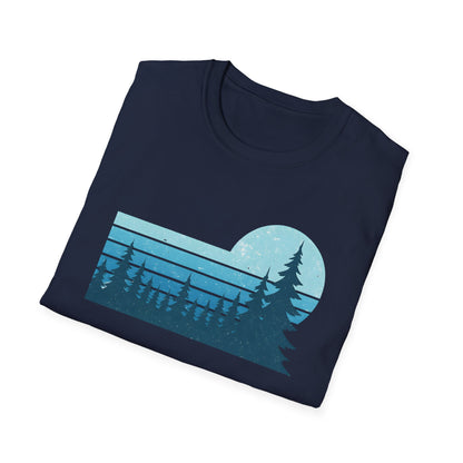 Retro Teal Sunset Over Pines T-shirt