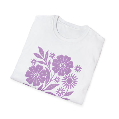 Flower Gathering Lavender Ink Print T-shirt