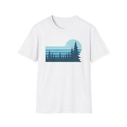 Retro Teal Sunset Over Pines T-shirt
