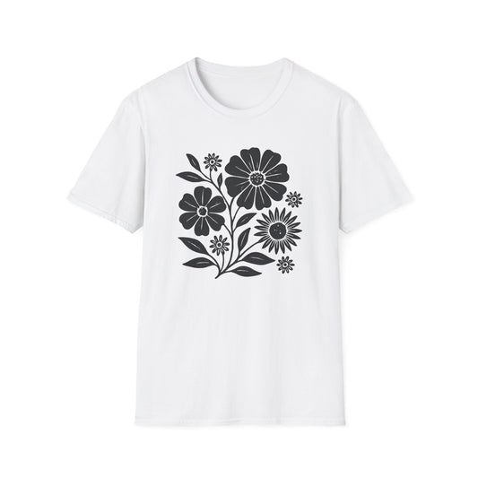 Botanical Portrait Black Ink Print T-shirt