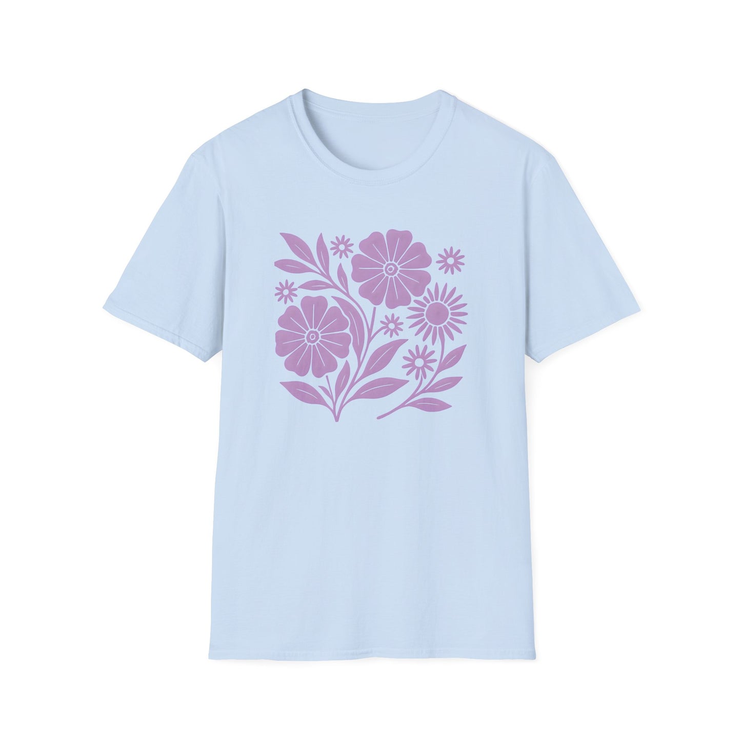 Flower Gathering Lavender Ink Print T-shirt