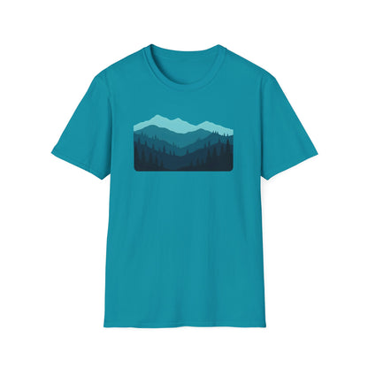 Layered Teal Mountain Landscape T-shirt