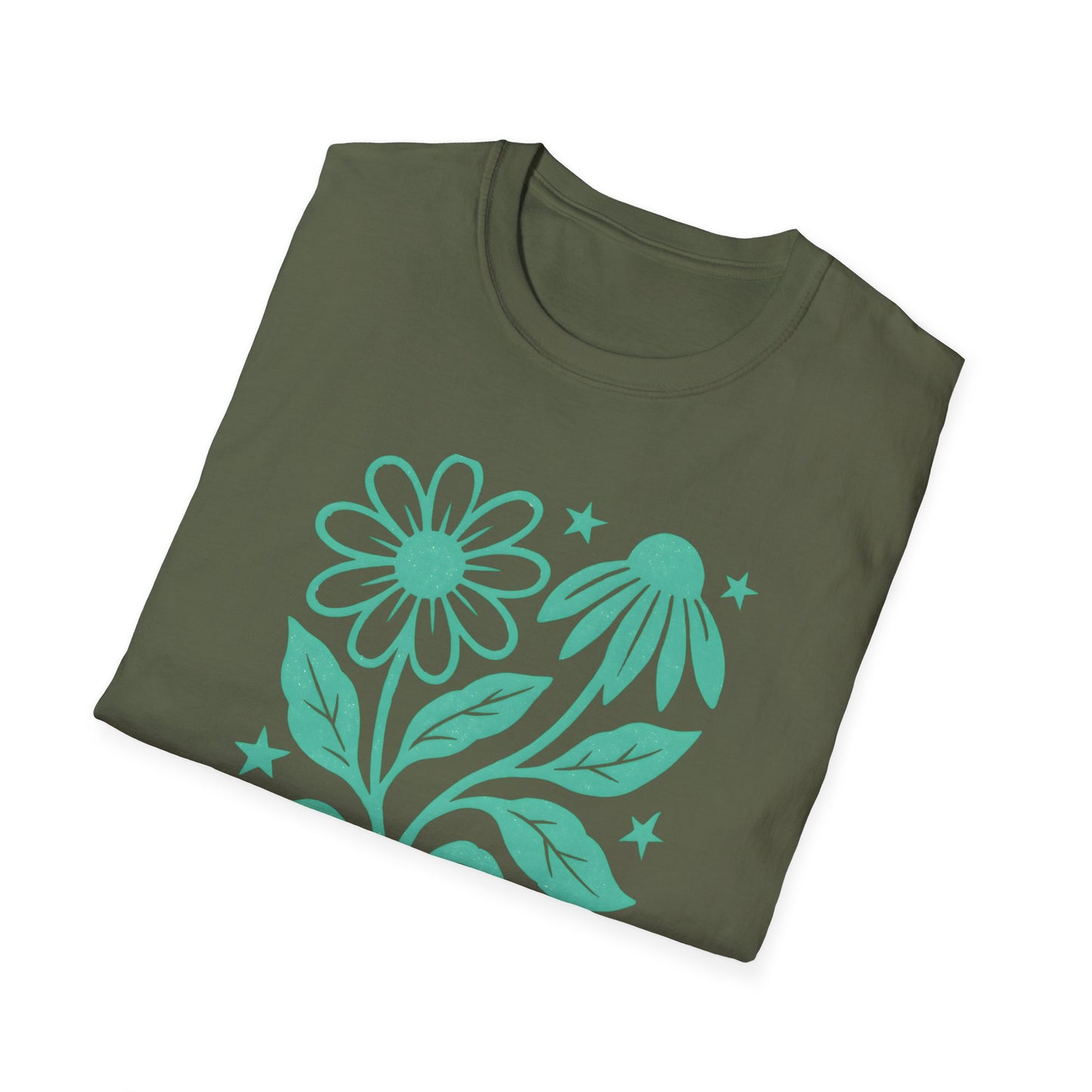 Flowers Under The Stars Ink Print T-shirt