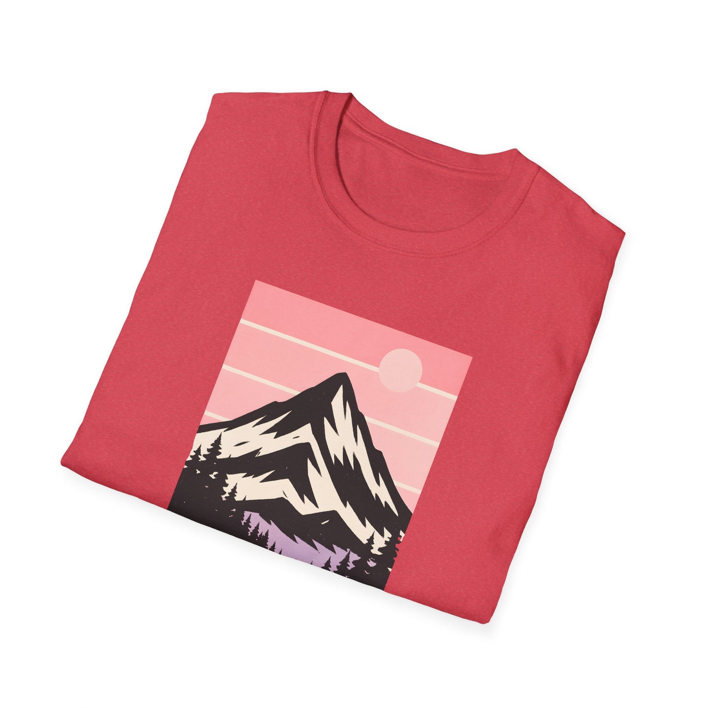 Retro Mountain Peak Pink Sunset T-shirt
