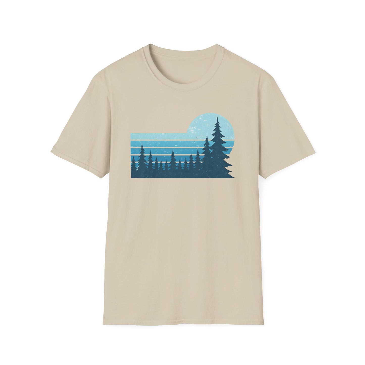 Retro Teal Sunset Over Pines T-shirt