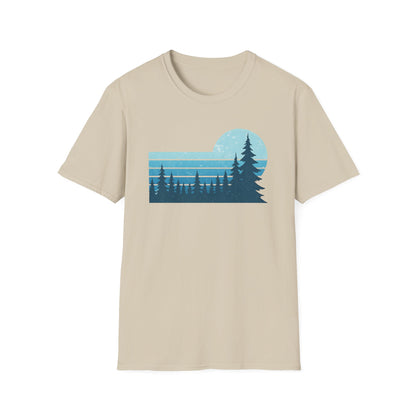Retro Teal Sunset Over Pines T-shirt