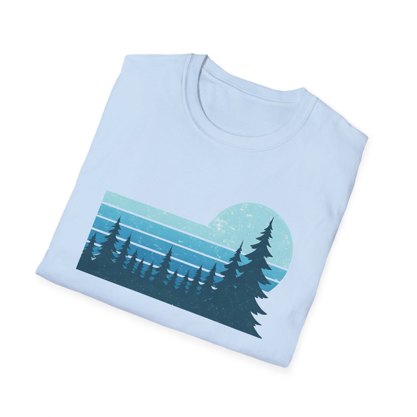 Retro Teal Sunset Over Pines T-shirt