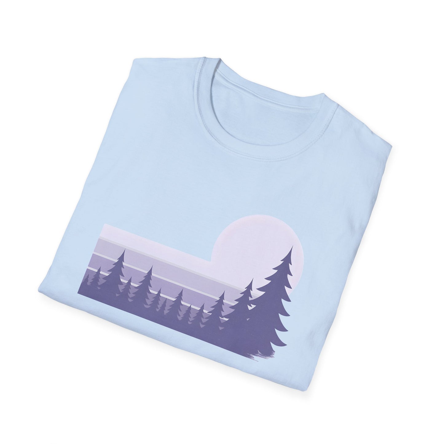 Retro Lilac Sunset Over Pines T-shirt