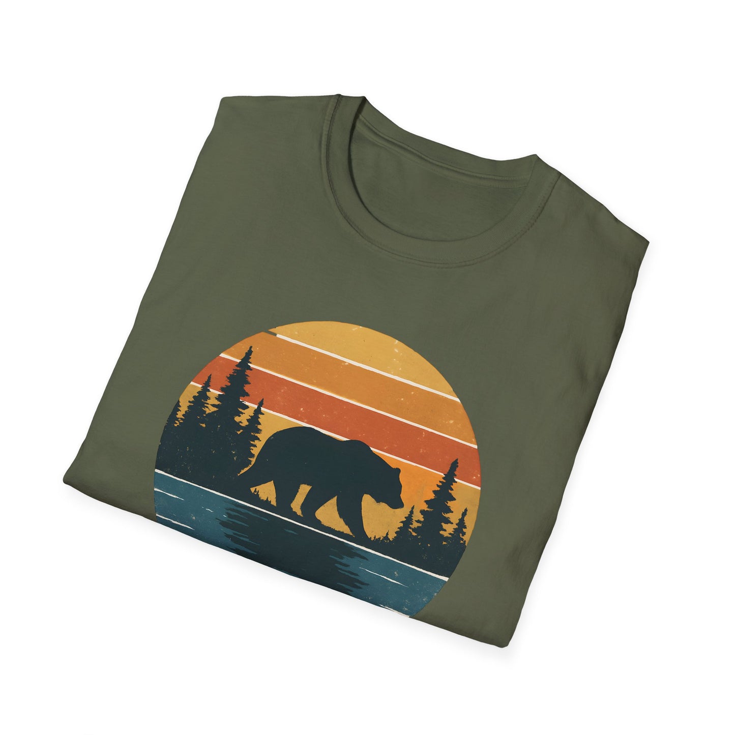 Bear Strolling In Retro Sunset T-shirt