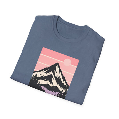 Retro Mountain Peak Pink Sunset T-shirt