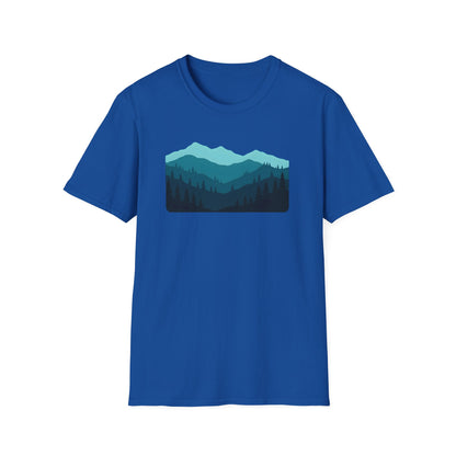 Layered Teal Mountain Landscape T-shirt