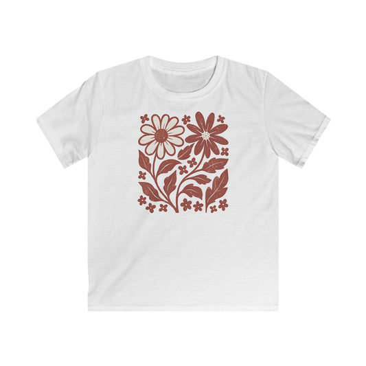 Children's Flower Friends Maroon Ink Print T-shirt