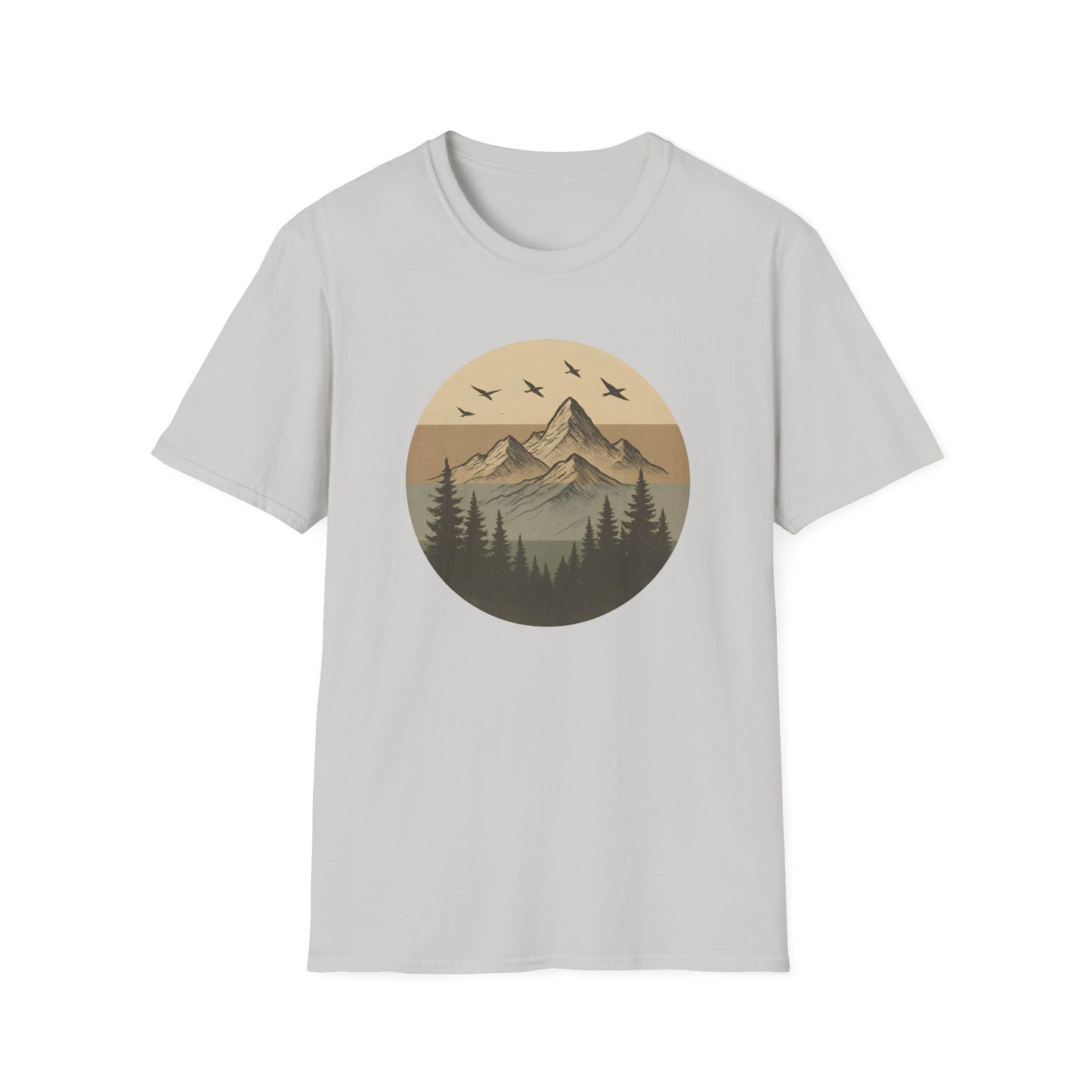 Retro Mountain Landscape Earth Tones T-shirt