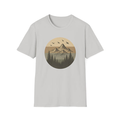 Retro Mountain Landscape Earth Tones T-shirt