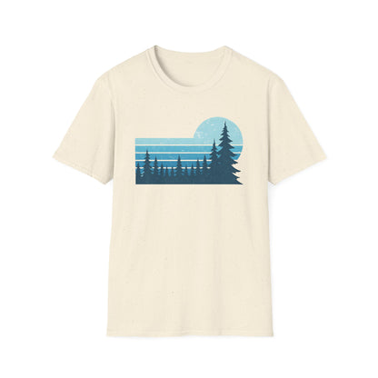 Retro Teal Sunset Over Pines T-shirt
