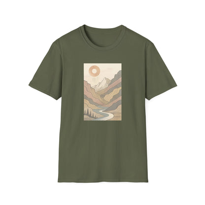 Deep Sun Over Geometrical Mountain Valley T-shirt