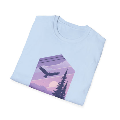 Soaring Eagle Over Purple Pines T-shirt