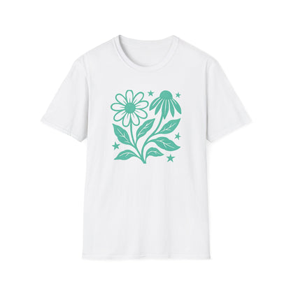 Flowers Under The Stars Ink Print T-shirt