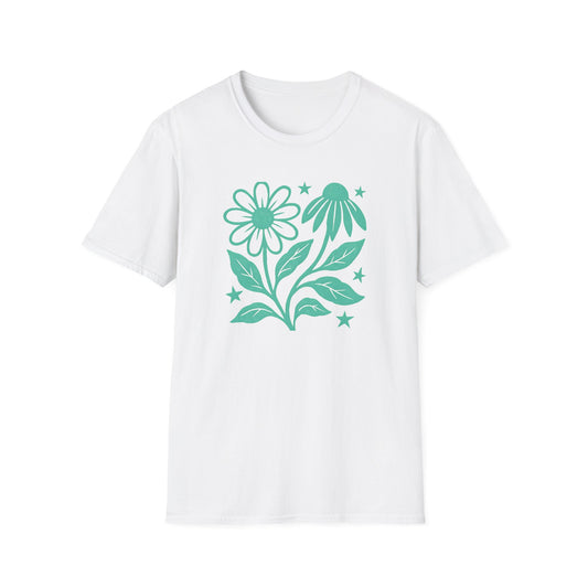 Flowers Under The Stars Ink Print T-shirt