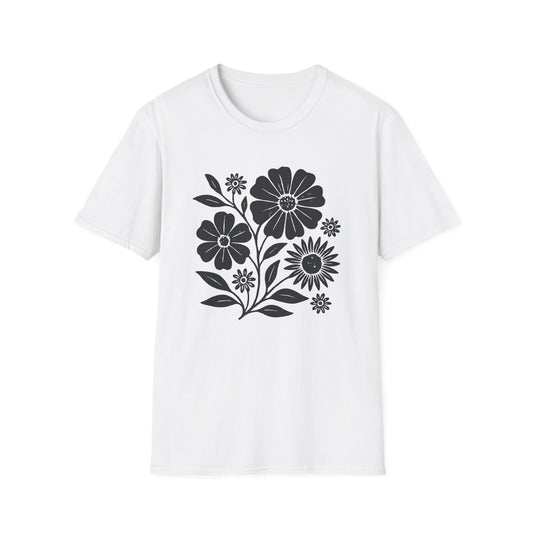Botanical Portrait Black Ink Print T-shirt