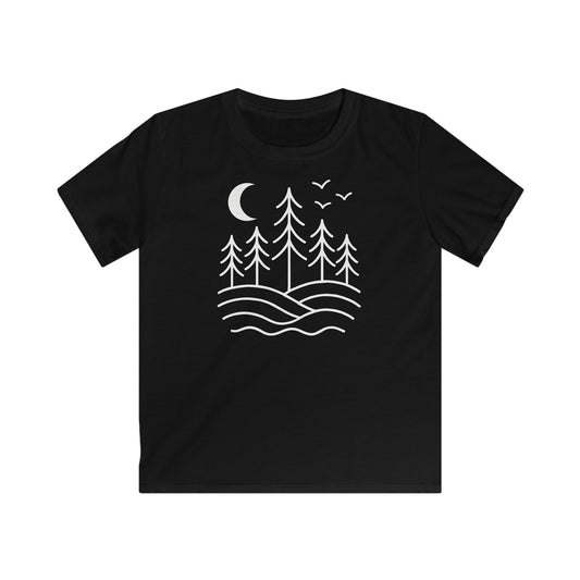 Children's Pines and Birds Under The Moon T-shirt