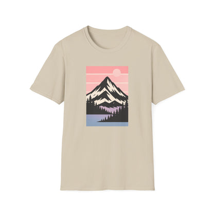Retro Mountain Peak Pink Sunset T-shirt
