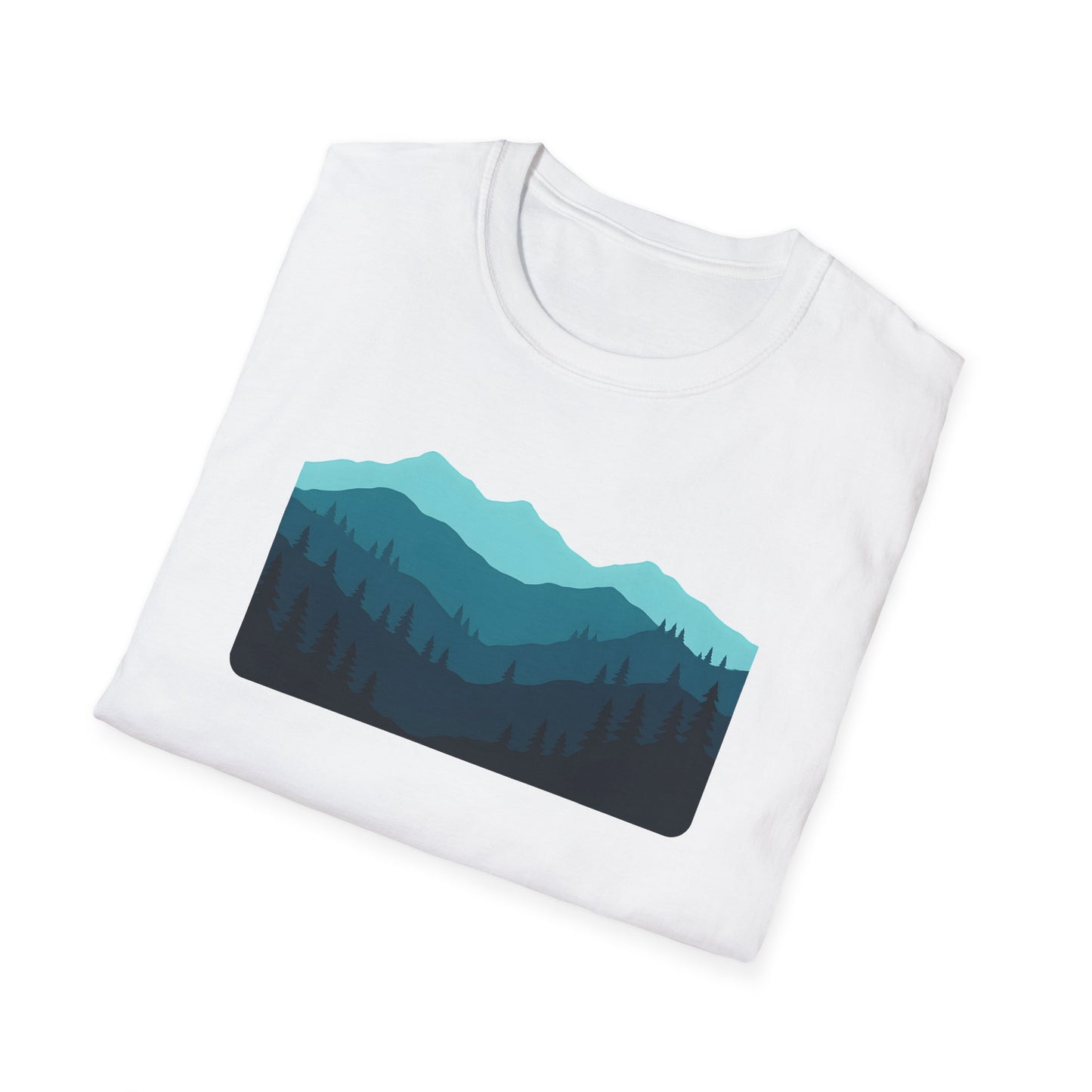 Layered Teal Mountain Landscape T-shirt
