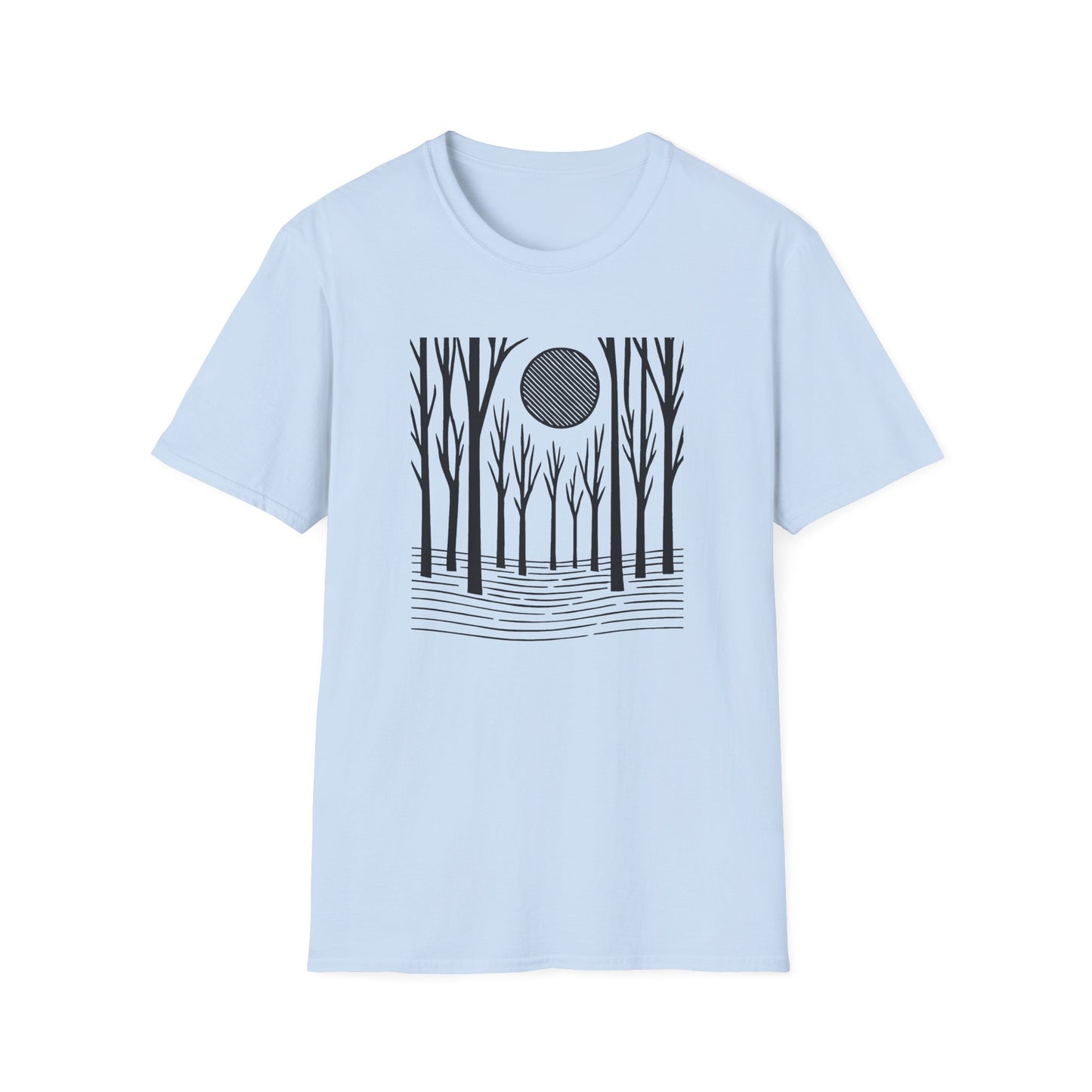 Striped Moon Over Winter Forest T-shirt