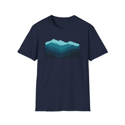 Layered Teal Mountain Landscape T-shirt