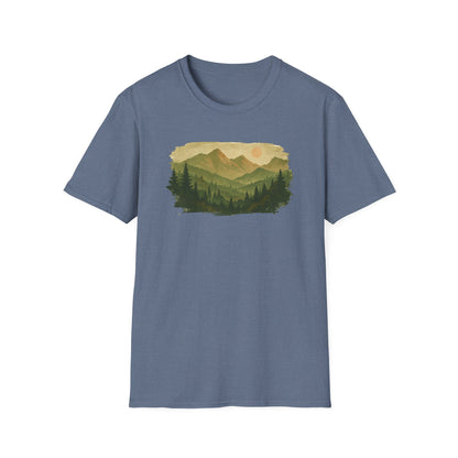 Brushstroke Green Mountain Landscape T-shirt