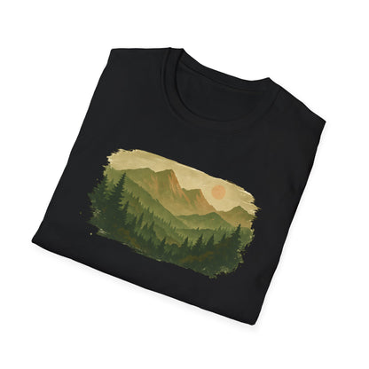 Brushstroke Green Mountain Landscape T-shirt