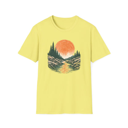 Vintage Sunset Over River T-shirt
