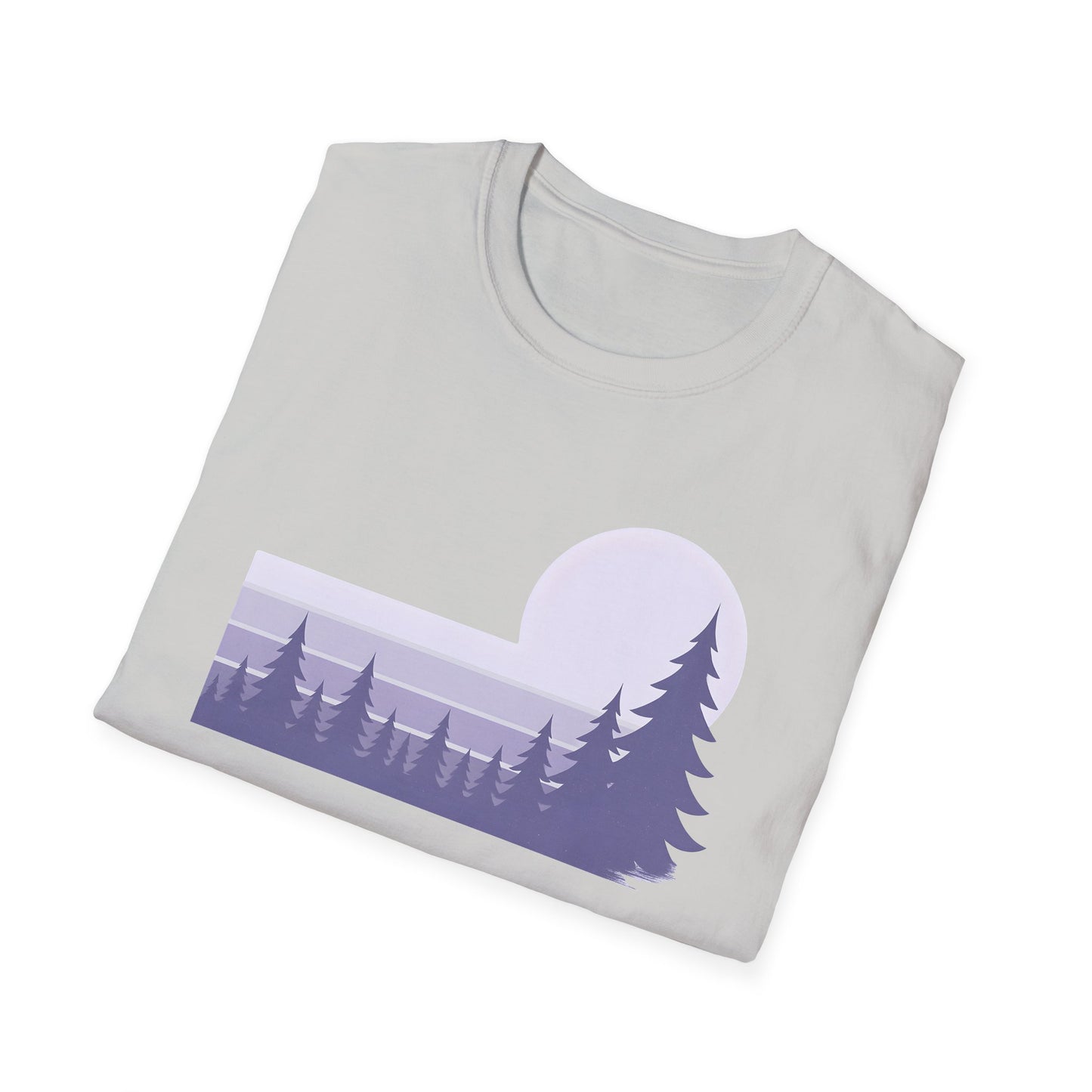 Retro Lilac Sunset Over Pines T-shirt