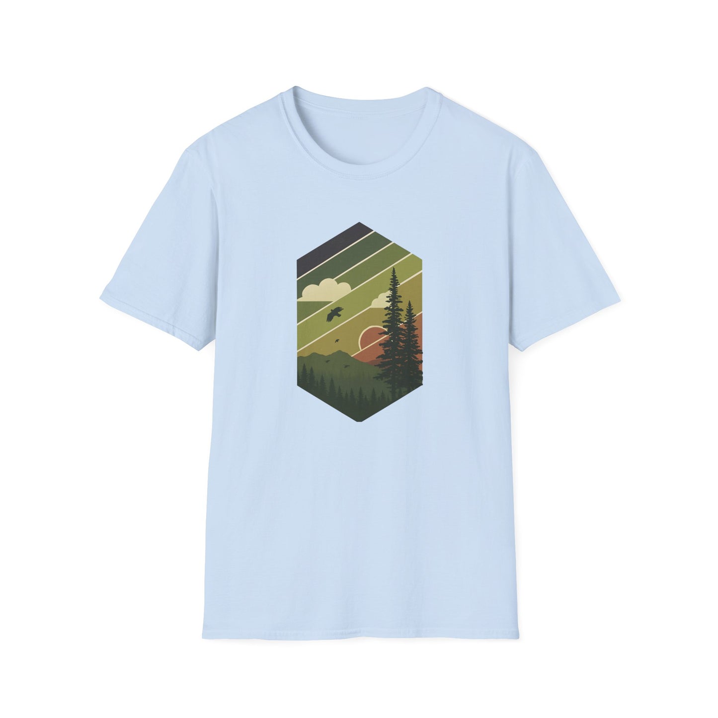Retro Pine Forest Sunset T-shirt