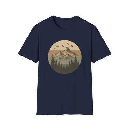 Retro Mountain Landscape Earth Tones T-shirt