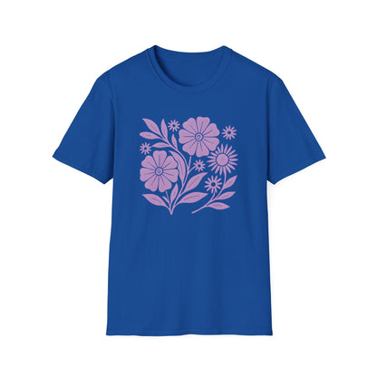 Flower Gathering Lavender Ink Print T-shirt