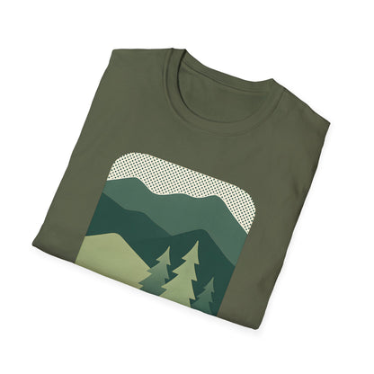 Minimalist Green Mountain Landscape T-shirt