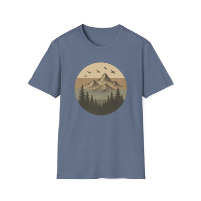 Retro Mountain Landscape Earth Tones T-shirt