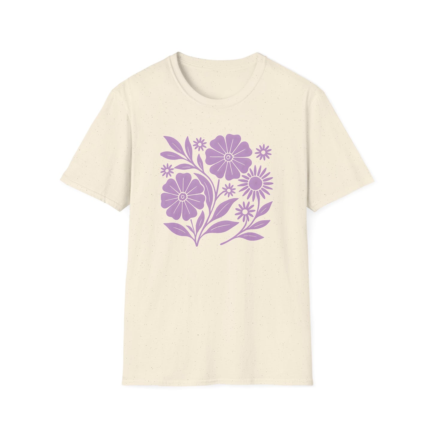 Flower Gathering Lavender Ink Print T-shirt