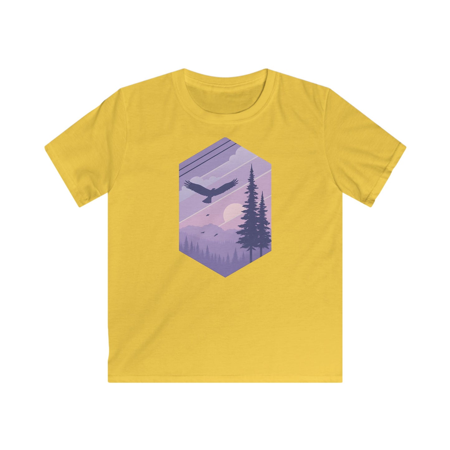 Children’s Soaring Eagle Over Purple Pines T-shirt